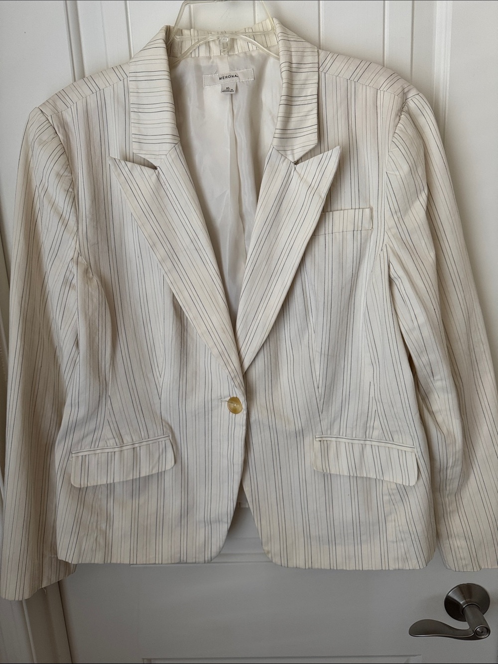 Merona Cream Pinstripe Single-Button Blazer Sz XL